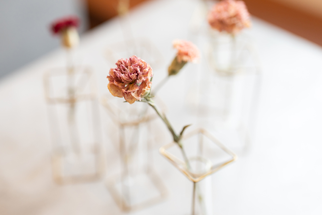 テーブルに一輪のお花。「毎週一輪の鮮やかな楽しみ。」【花のある暮らし】